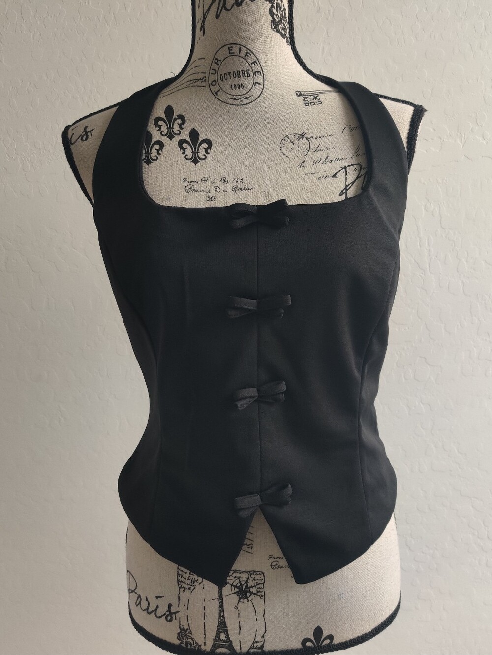 🆕 Milk & Honey Women’s Classic Black Bow-Front Tux Formal Vest Halter Top_Small